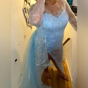 A customized blue evening gown.